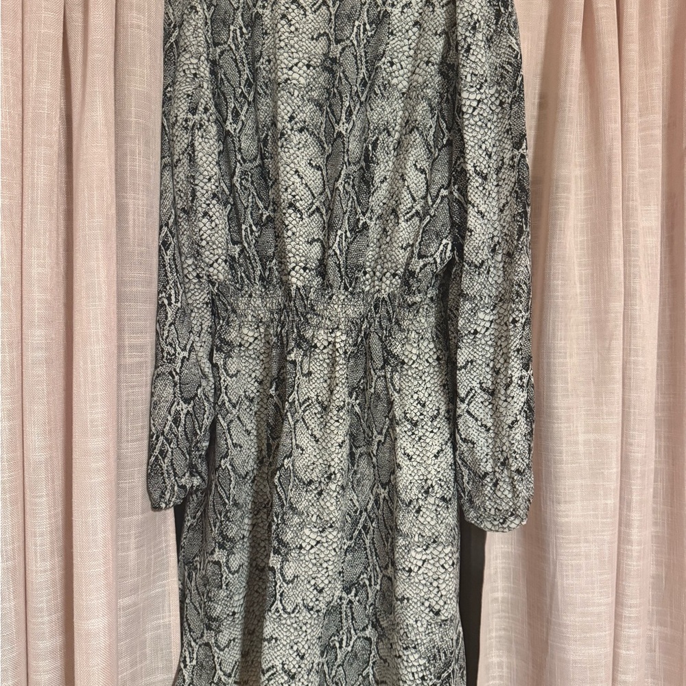 Banana Republic Black and Gray Snake Print Dress